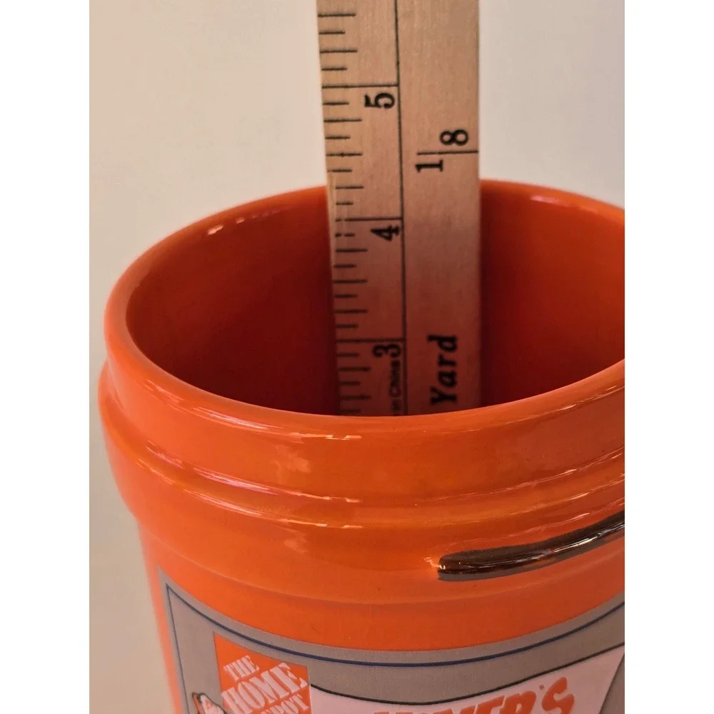 Home Depot Homers All Purpose Bucket Mug 2012 Mr Christmas Orange Ceramic Cup